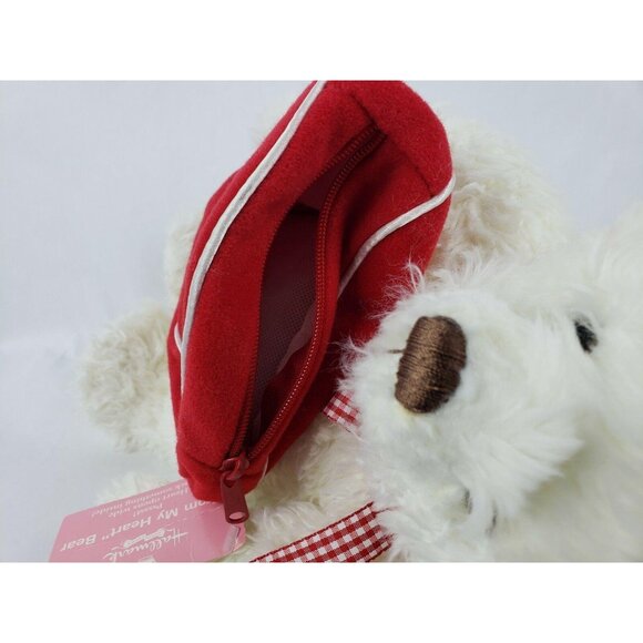 Hallmark From My Heart Bear 14 in Plush Valentines Day White Red Zippered Heart - Picture 4 of 8